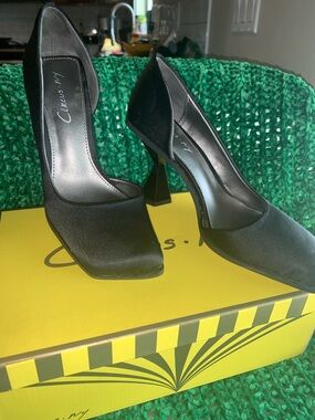 Circus by Sam Edelman Black Satin Sculpted Heel Pumps